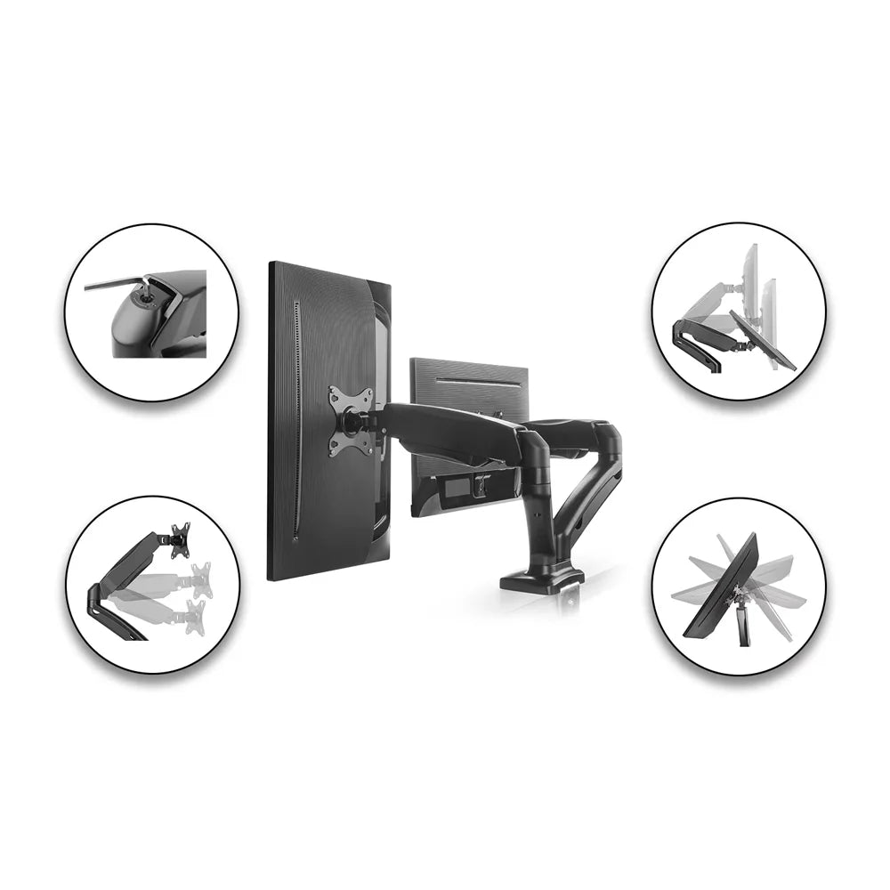 سكيل تك SH130 C024 | ذراع شاشة مزدوج رفيع مزود بزنبرك غازي وشاشة مزدوجة سكيل تك SH130 C024 | ذراع شاشة مزدوج رفيع مزود بزنبرك غازي وشاشة مزدوجة
